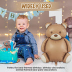 Ryetvok 4 Pcs Bear Balloons – Oversized Matte Brown Teddy Bear Foil Balloons 35x25.6 Inches for Beary First Birthday, Baby Shower & Jungle Parties