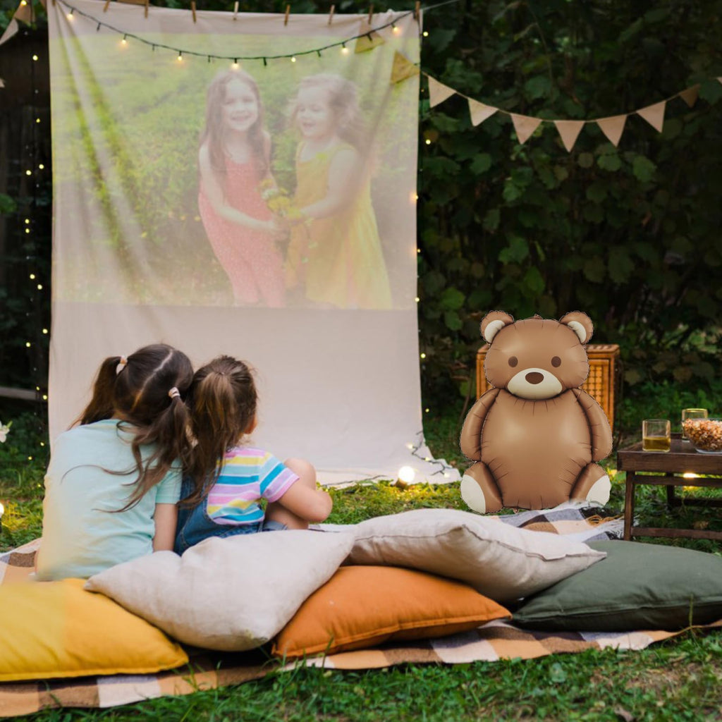 Ryetvok 4 Pcs Bear Balloons – Oversized Matte Brown Teddy Bear Foil Balloons 35x25.6 Inches for Beary First Birthday, Baby Shower & Jungle Parties