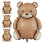 Ryetvok 4 Pcs Bear Balloons – Oversized Matte Brown Teddy Bear Foil Balloons 35x25.6 Inches for Beary First Birthday, Baby Shower & Jungle Parties