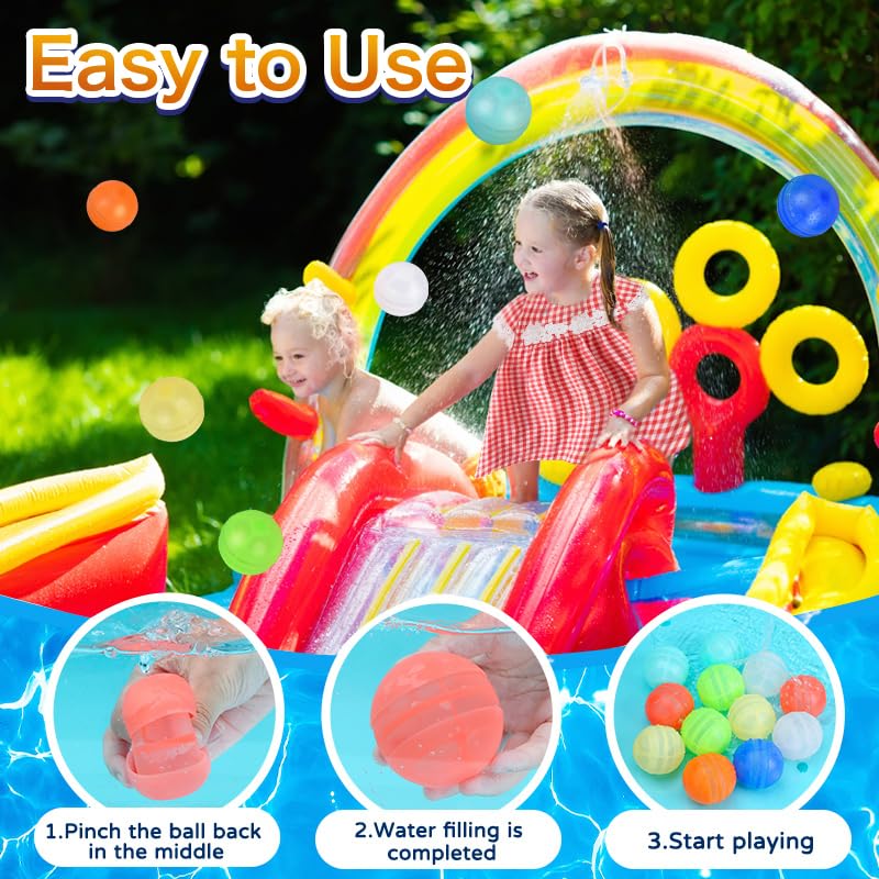RYTABEE 30PCS Reusable Water Balloons – Self-Sealing Silicone Water Bombs for Kids & Adults