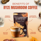 RYZE n Shine Bundle – USDA Organic Mushroom Coffee + Probiotic Creamer | 6 Adaptogenic Mushrooms, MCT Oil, 30+30 Servings