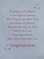 A Beautiful Baby Girl Lovely Pink Card. New Baby Girl.