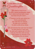 Loving Memory Christmas Graveside Memorial Card - Dear Granddaughter 6.25x4.25"