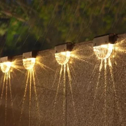 4pc Solar-Powered Garden Wall & Fence Lights Warm White