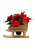 Christmas Memorial Wooden Sleigh WITH Red Poinsettia Grave Pot Included  in loving memory