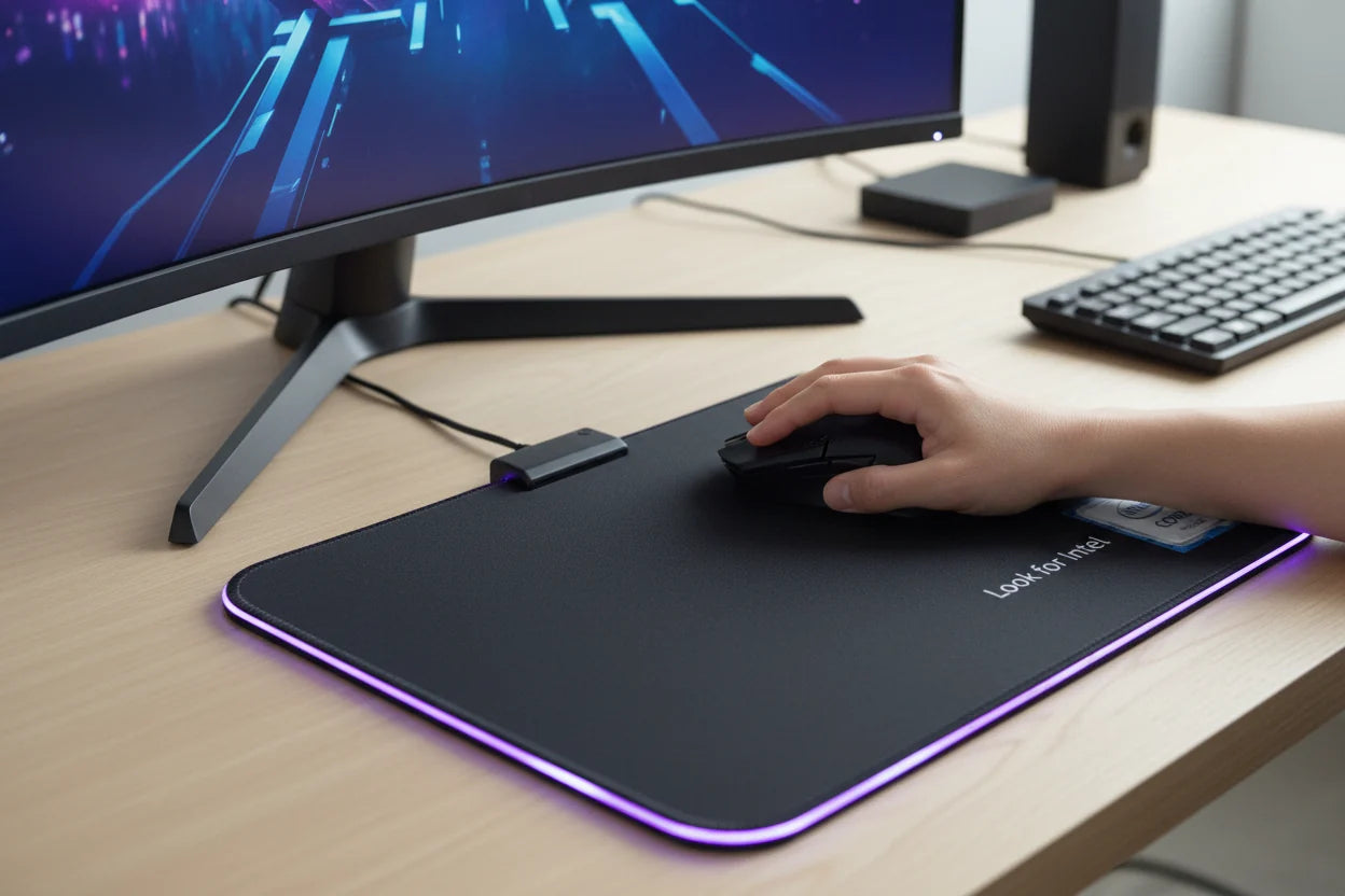 LED Gaming Mouse Pad Blue Led Light-Up Anti Slip 36.5X25.5cm for PC and Laptop