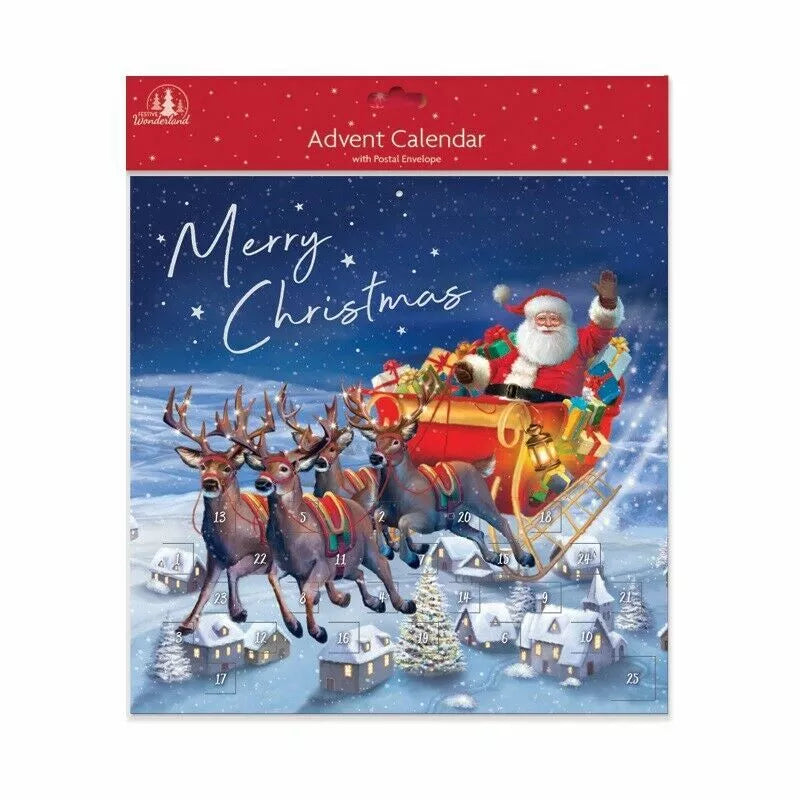 Traditional Christmas XMAS Advent Calendar Santa  sleigh