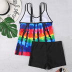 Plus Size Womens Ruffle Tankini Shorts Set Swimming Costume Swimsuit Swim Dress