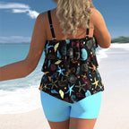 Plus Size Womens Ruffle Tankini Shorts Set Swimming Costume Swimsuit Swim Dress
