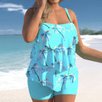Plus Size Womens Ruffle Tankini Shorts Set Swimming Costume Swimsuit Swim Dress