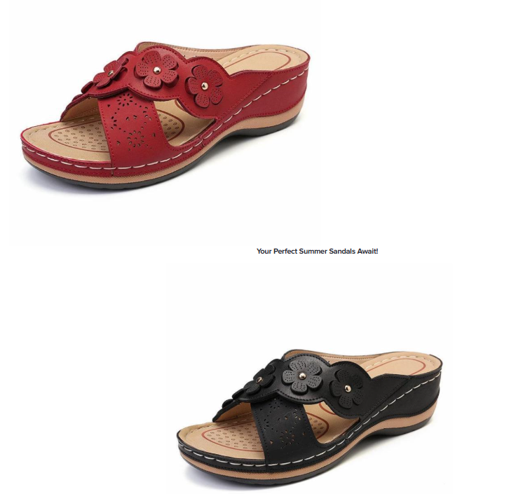 Vintage Floral Beach Sandals – Women’s Casual Flat Slip-On Shoes