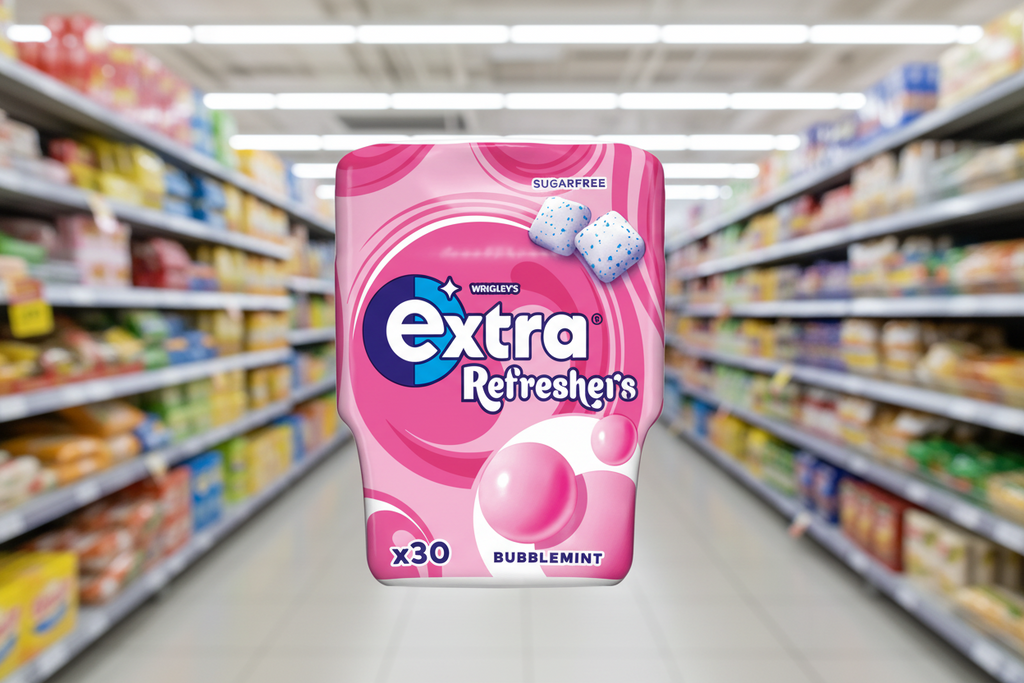 6 x Extra Refreshers Chewing Gum Bubblemint Bottle - 30PCE
