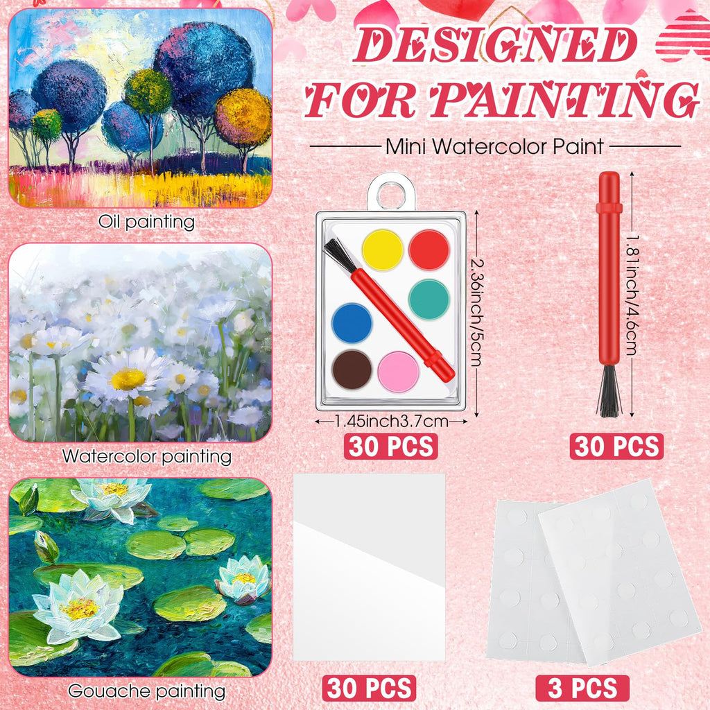 Sabary 50 Pack Valentines Day Gift Set for Kids – Watercolor Paints & Gift Cards for Class Exchanges & Party Favors