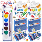 Sabary 50-Pack Heart Watercolor Paint Set with Cards & 20m Rope – Party Favors & Art Supplies