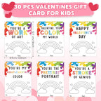 Sabary 50 Pack Valentines Day Gift Set for Kids – Watercolor Paints & Gift Cards for Class Exchanges & Party Favors
