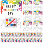 Sabary 50 Pack Valentines Day Gift Set for Kids – Watercolor Paints & Gift Cards for Class Exchanges & Party Favors