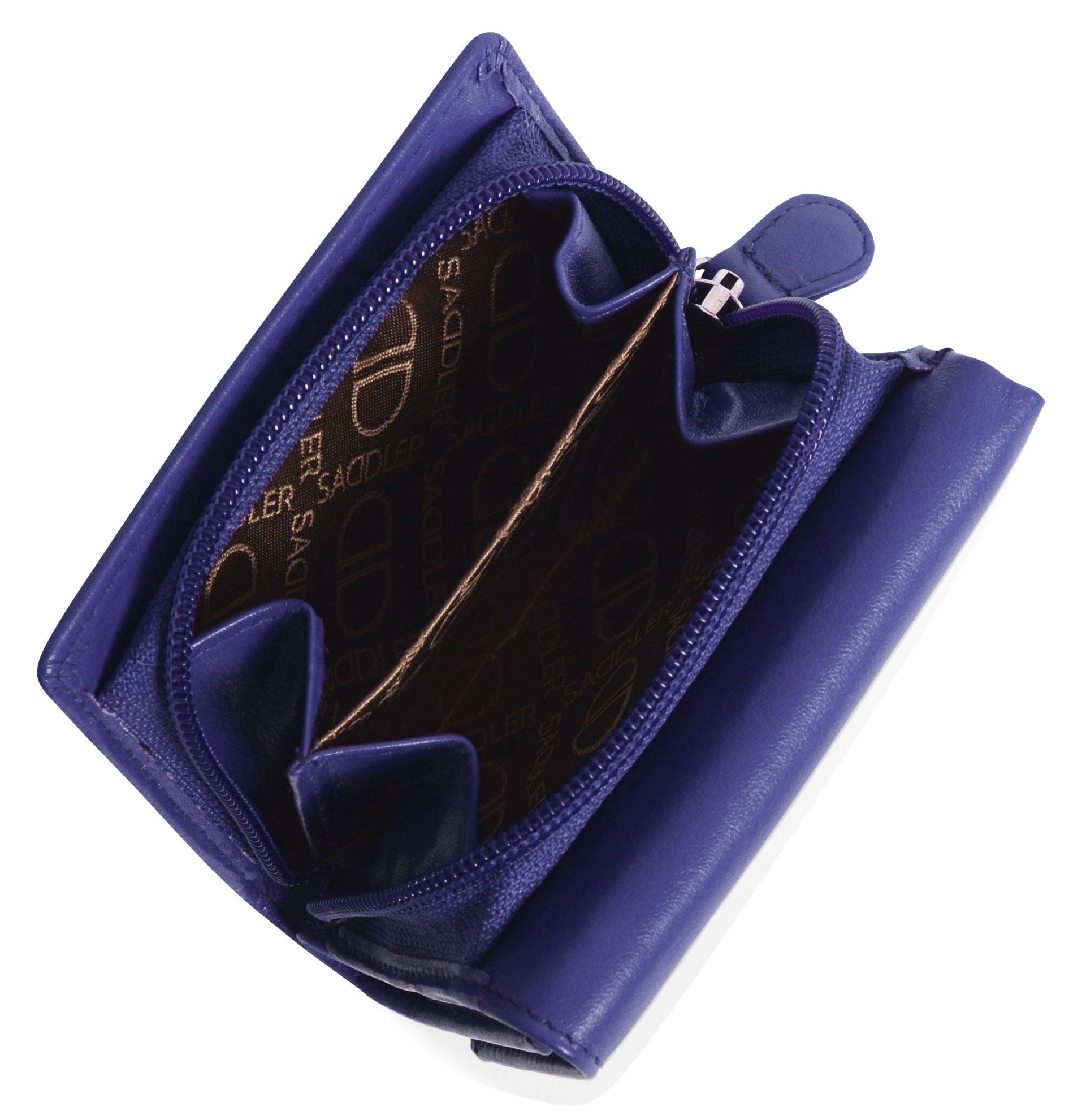 SADDLER CARLA Handmade Leather Compact Trifold Purse – RFID Protected | 5 Card Slots, ID Window & Zipped Coin Pocket | Gift Boxed