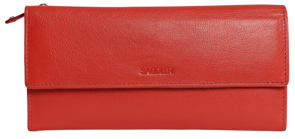 SADDLER CLAIRE Long Leather Trifold Purse - 18 Card Slots, Dual Zip Pockets, and Note Sections - RFID Protected