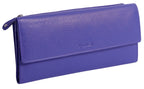 SADDLER CLAIRE Long Leather Trifold Purse - 18 Card Slots, Dual Zip Pockets, and Note Sections - RFID Protected