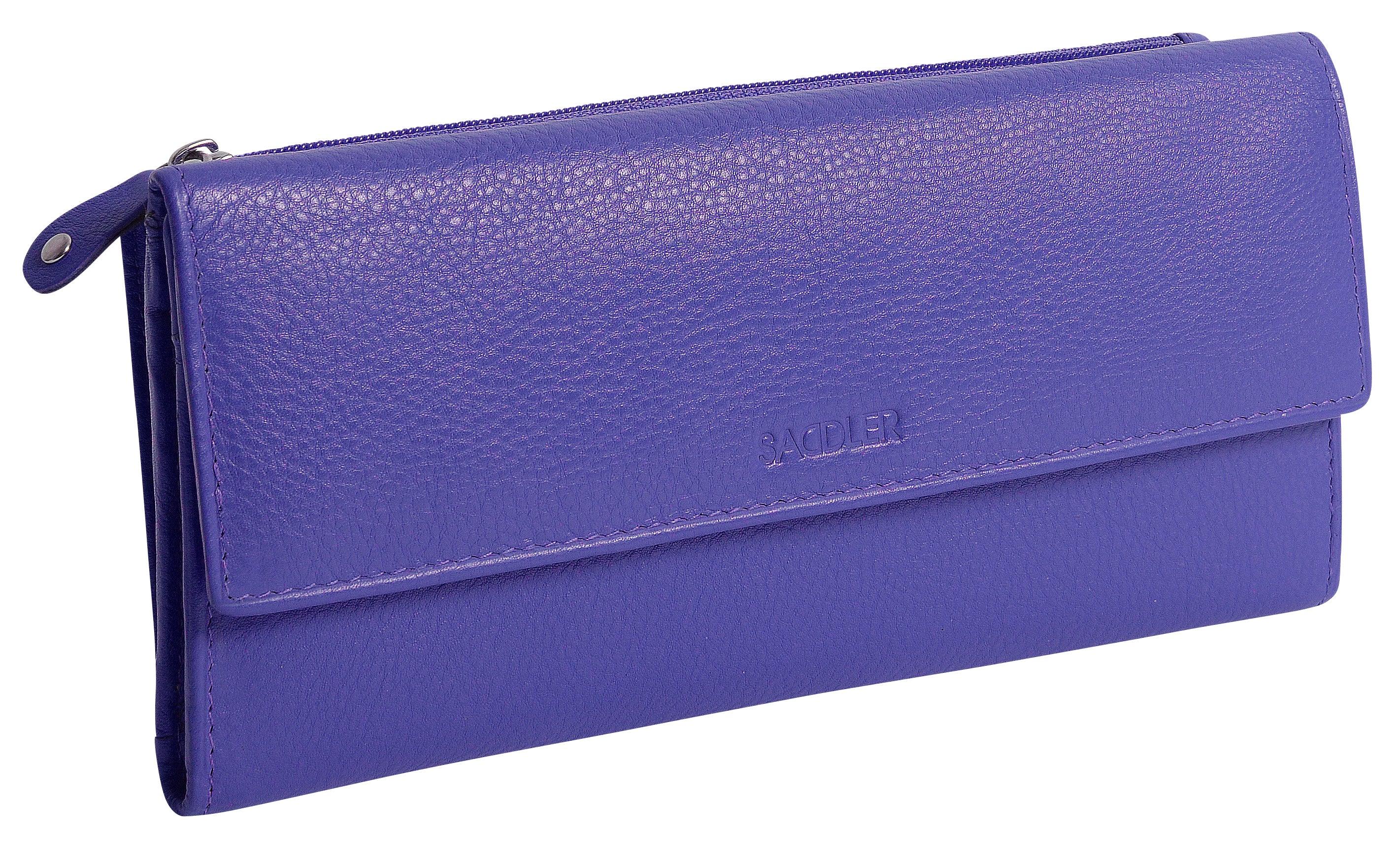 SADDLER CLAIRE Long Leather Trifold Purse - 18 Card Slots, Dual Zip Pockets, and Note Sections - RFID Protected