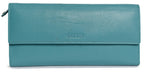SADDLER CLAIRE Long Leather Trifold Purse - 18 Card Slots, Dual Zip Pockets, and Note Sections - RFID Protected