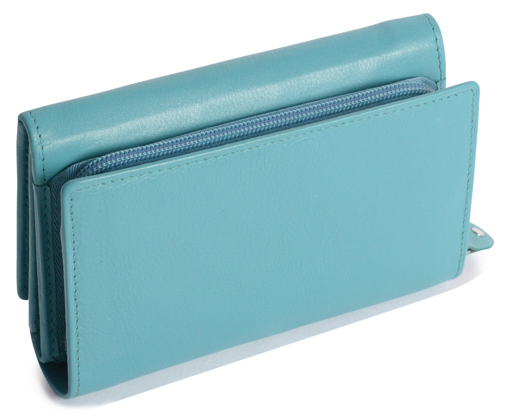 Compact Trifold Leather Purse "Eleanor" – Handmade by Saddler | RFID Protected & Gift Boxed | 10 Card Slots & Rear Zip Coin Pocket