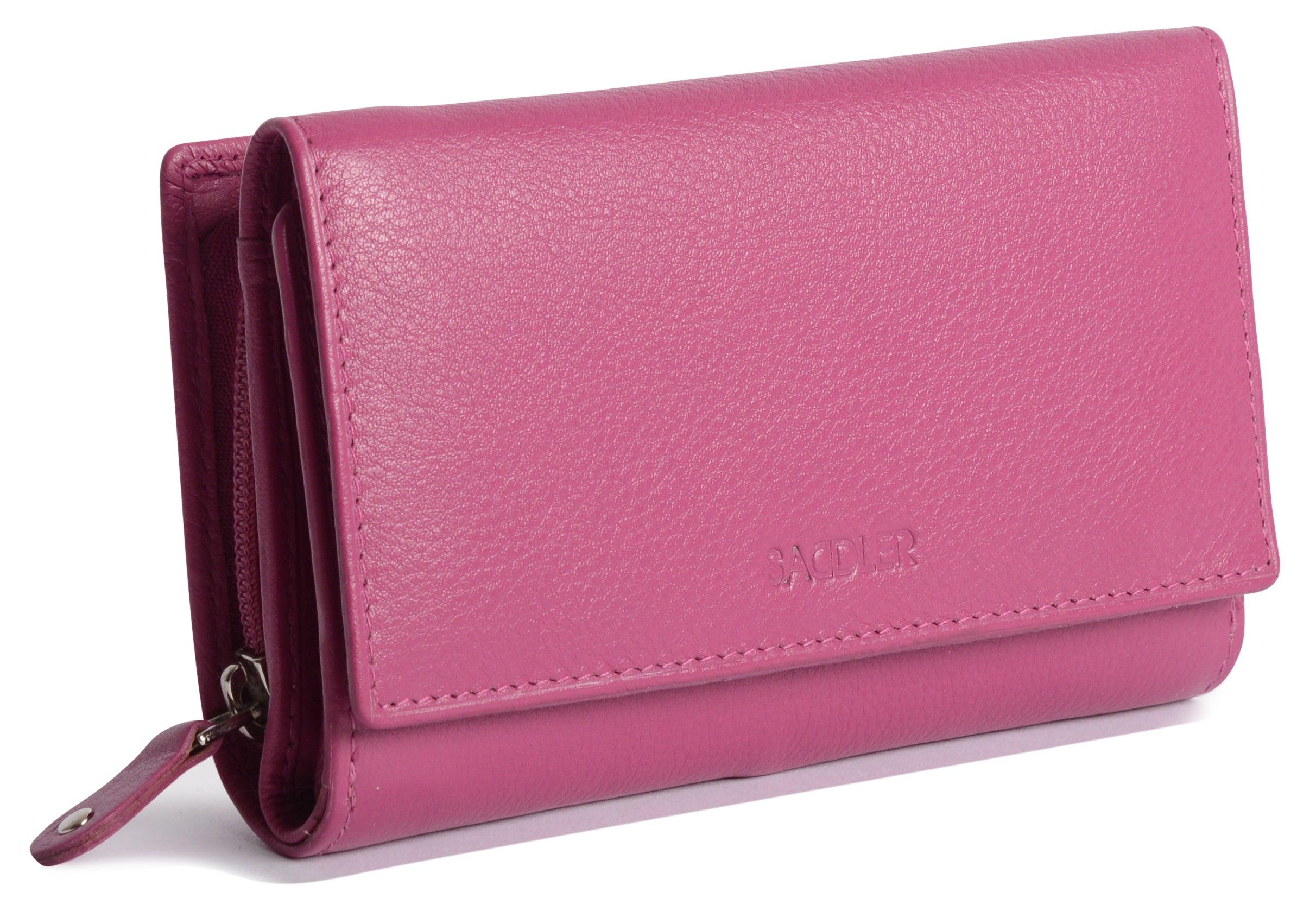 Compact Trifold Leather Purse "Eleanor" – Handmade by Saddler | RFID Protected & Gift Boxed | 10 Card Slots & Rear Zip Coin Pocket