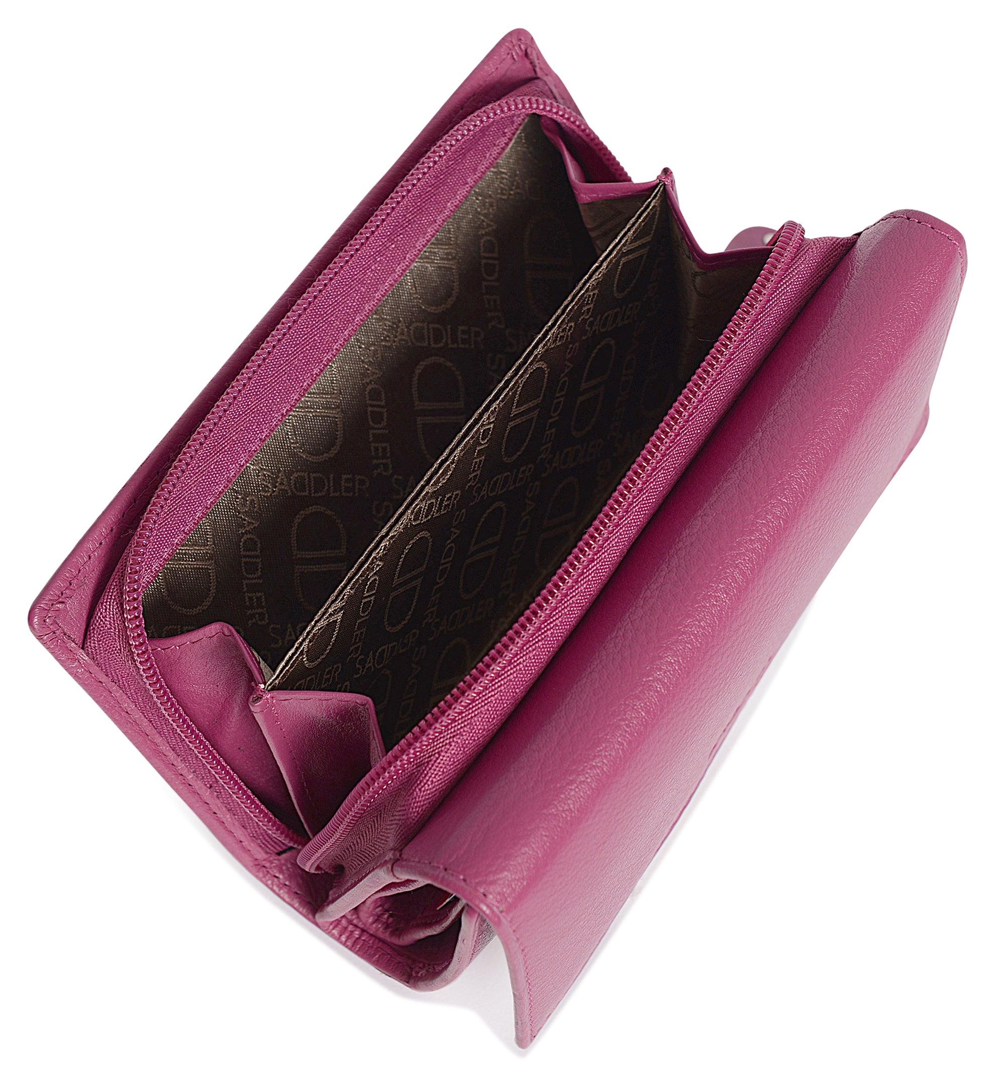 Compact Trifold Leather Purse "Eleanor" – Handmade by Saddler | RFID Protected & Gift Boxed | 10 Card Slots & Rear Zip Coin Pocket