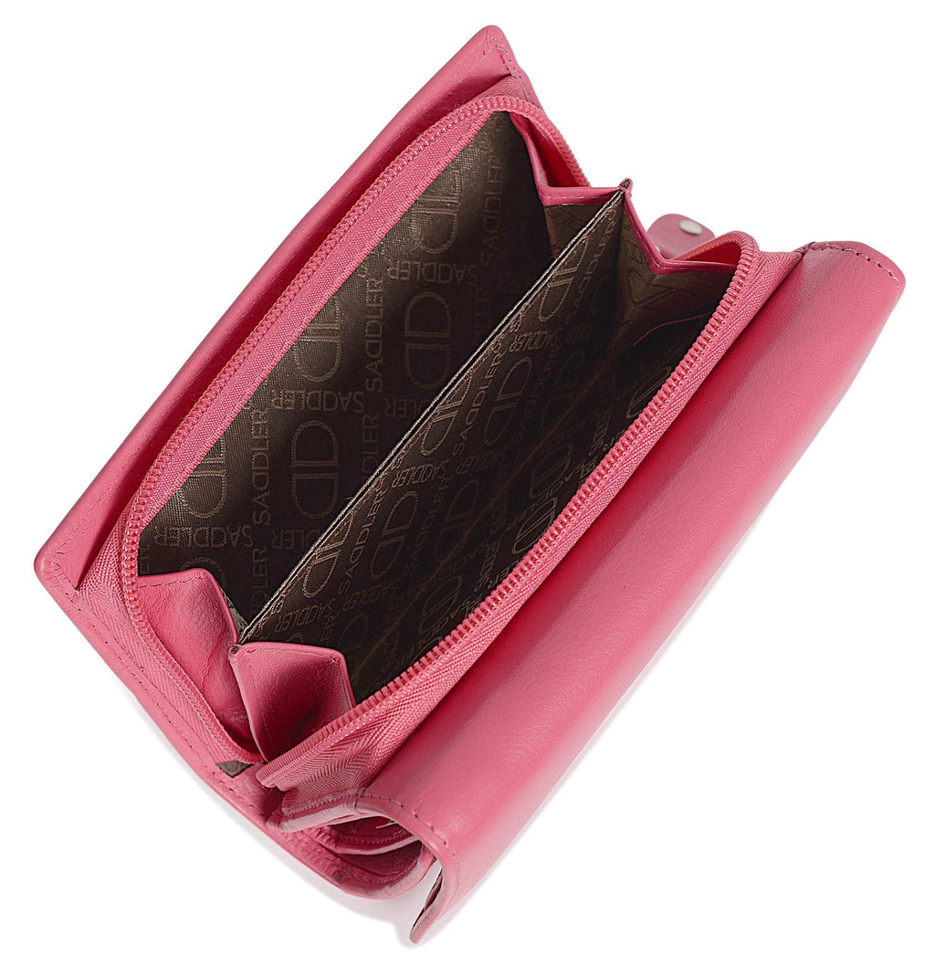 Compact Trifold Leather Purse "Eleanor" – Handmade by Saddler | RFID Protected & Gift Boxed | 10 Card Slots & Rear Zip Coin Pocket