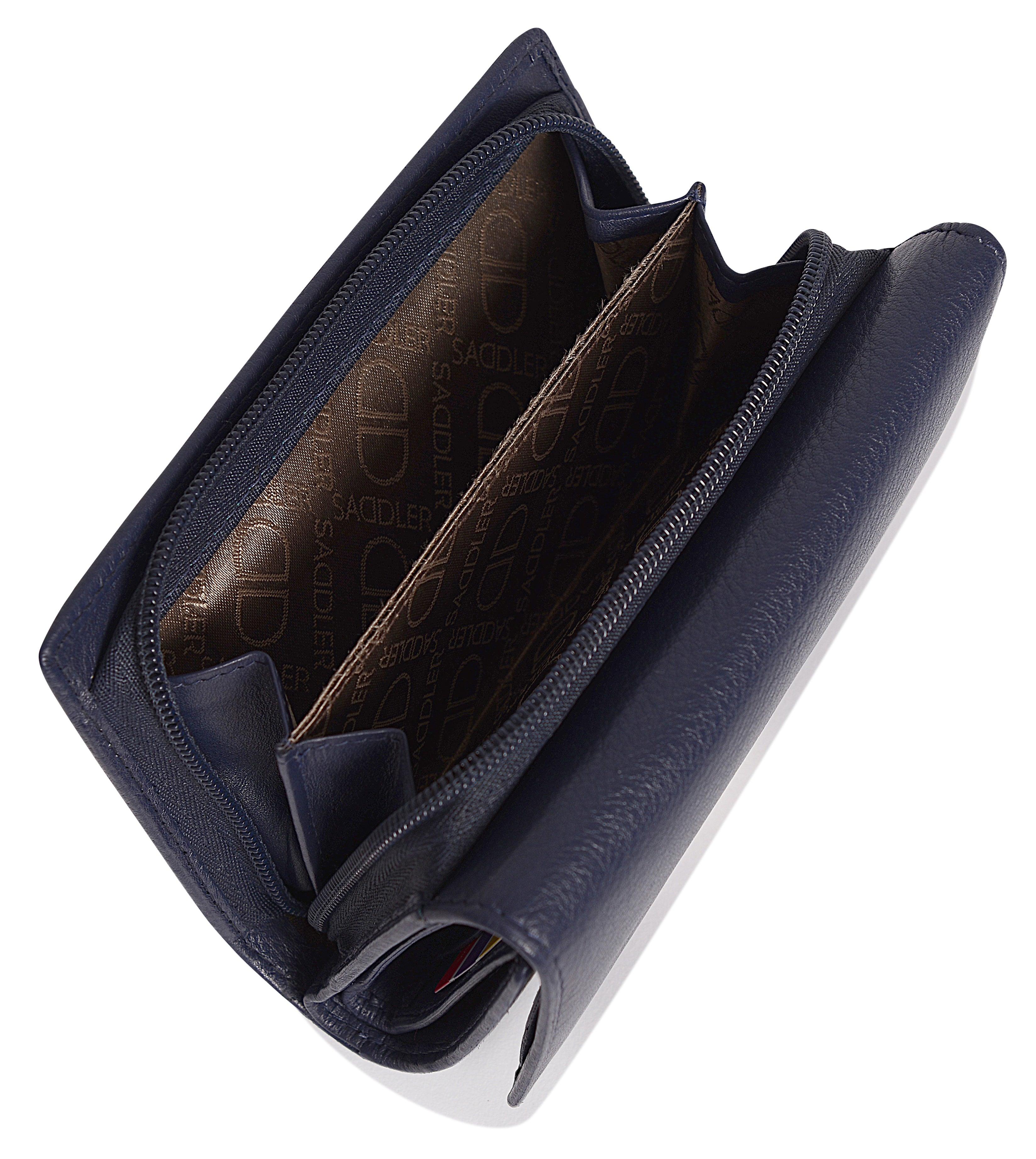 Compact Trifold Leather Purse "Eleanor" – Handmade by Saddler | RFID Protected & Gift Boxed | 10 Card Slots & Rear Zip Coin Pocket