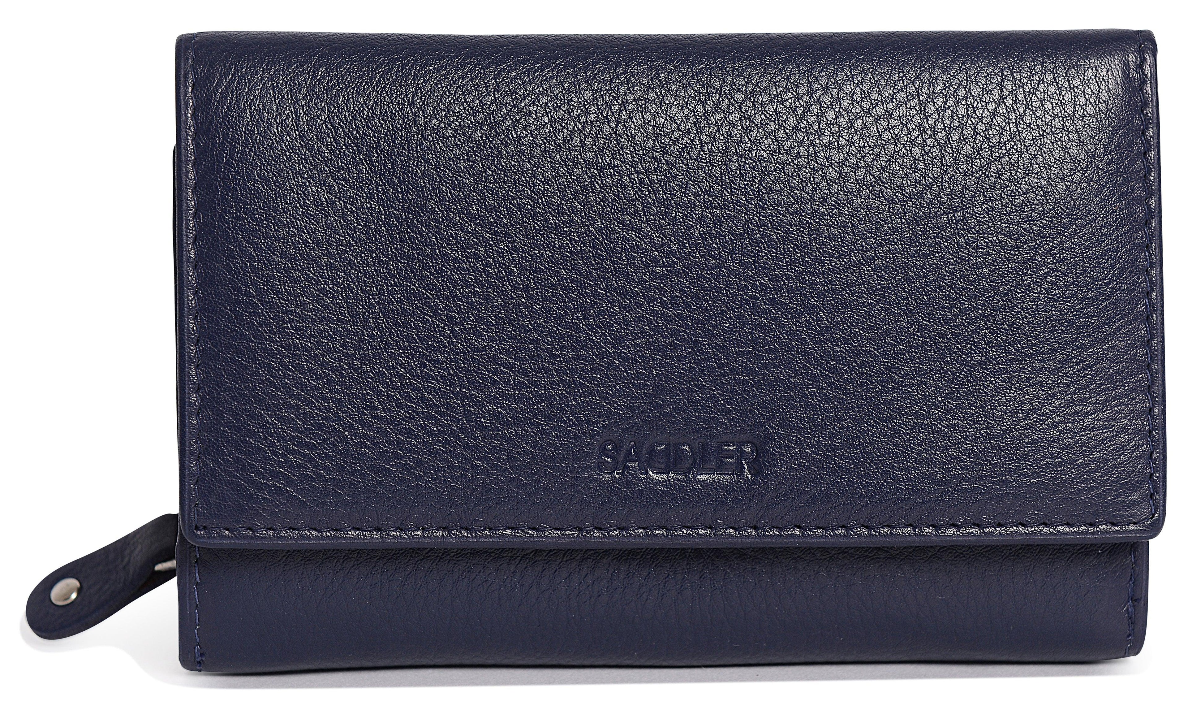Compact Trifold Leather Purse "Eleanor" – Handmade by Saddler | RFID Protected & Gift Boxed | 10 Card Slots & Rear Zip Coin Pocket