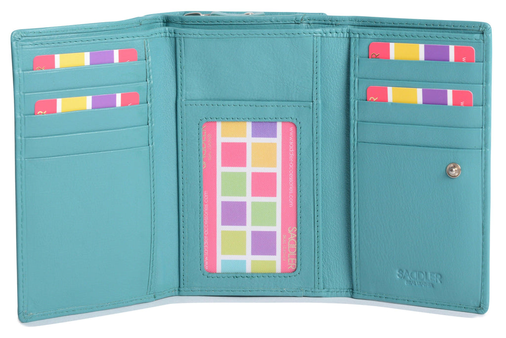 Compact Trifold Leather Purse "Eleanor" – Handmade by Saddler | RFID Protected & Gift Boxed | 10 Card Slots & Rear Zip Coin Pocket