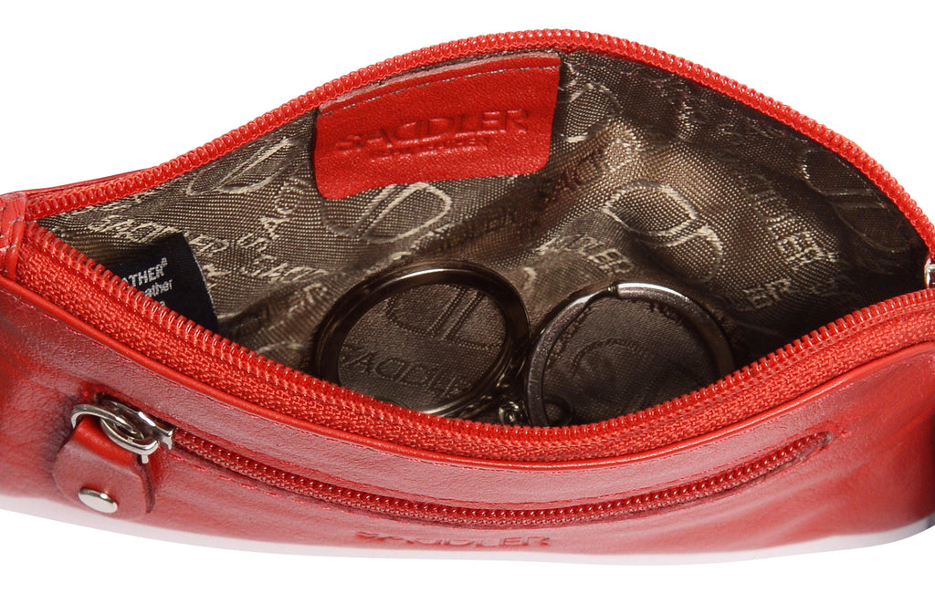 Compact Leather Coin & Card Purse "Ellie" – Handmade by Saddler | RFID Protected & Gift Boxed | With Front Zip Pocket & Key Holder