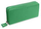 SADDLER GABRIELLA Leather Double Zip Around Purse - 8 Card Slots, Phone Pocket, and Coin Purse - RFID Protected