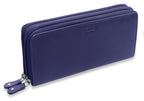 SADDLER GABRIELLA Leather Double Zip Around Purse - 8 Card Slots, Phone Pocket, and Coin Purse - RFID Protected
