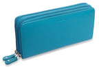 SADDLER GABRIELLA Leather Double Zip Around Purse - 8 Card Slots, Phone Pocket, and Coin Purse - RFID Protected