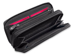SADDLER GABRIELLA Leather Double Zip Around Purse - 8 Card Slots, Phone Pocket, and Coin Purse - RFID Protected