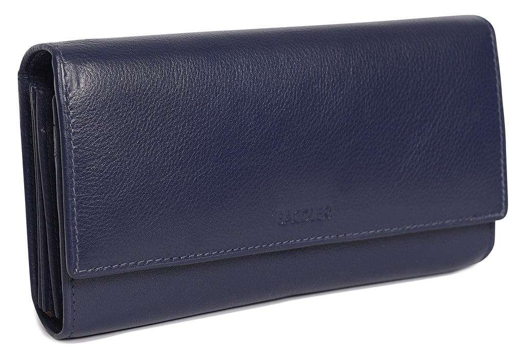 Large Leather Multi-Section Purse "Grace" – Handmade by Saddler | RFID Protected & Gift Boxed