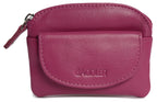 Compact Leather Zip-Top Coin Purse "Molly" – Handmade by Saddler | RFID Protected & Gift Boxed | With Front Pocket & Interior Key Ring