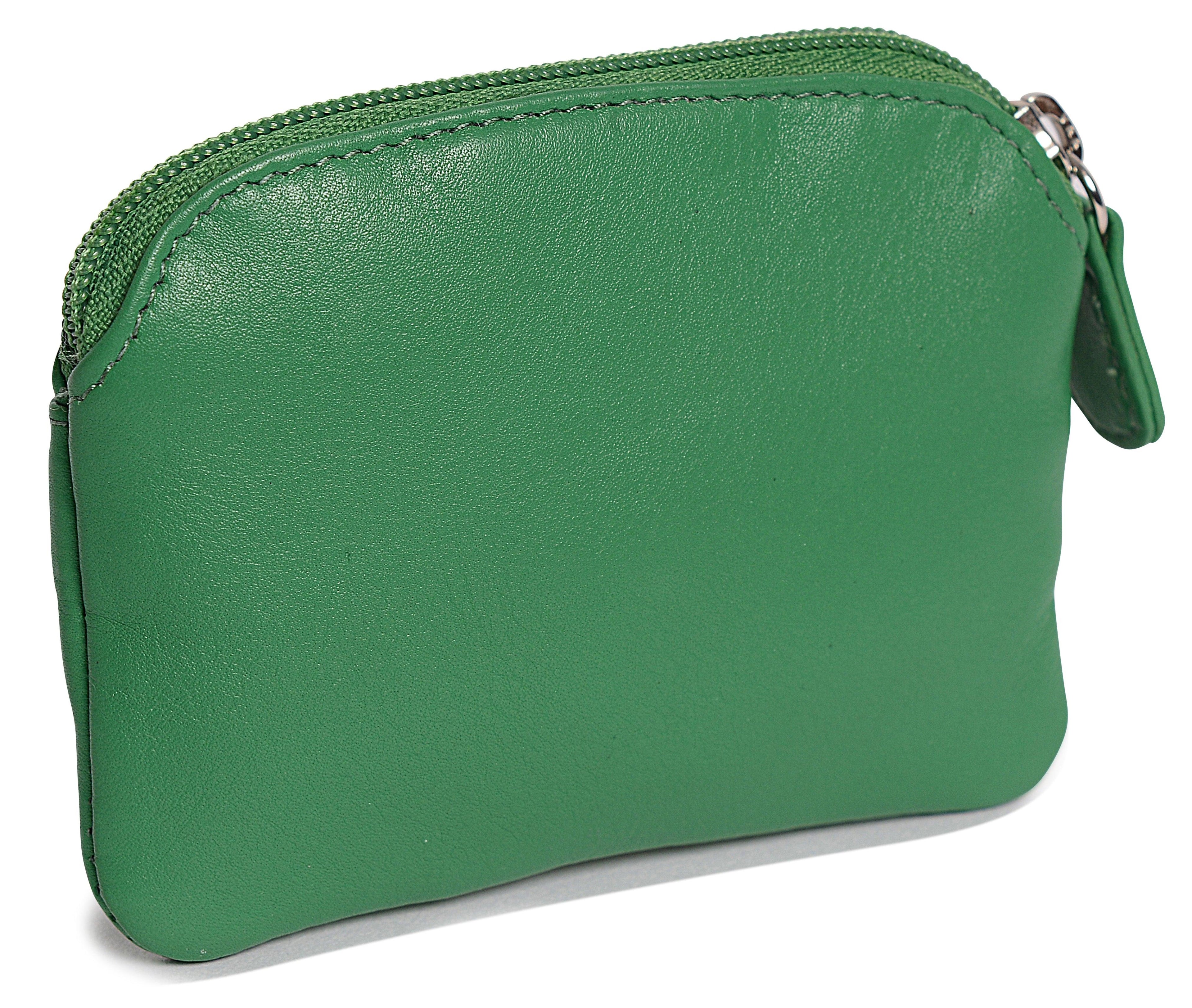 Compact Leather Zip-Top Coin Purse "Molly" – Handmade by Saddler | RFID Protected & Gift Boxed | With Front Pocket & Interior Key Ring