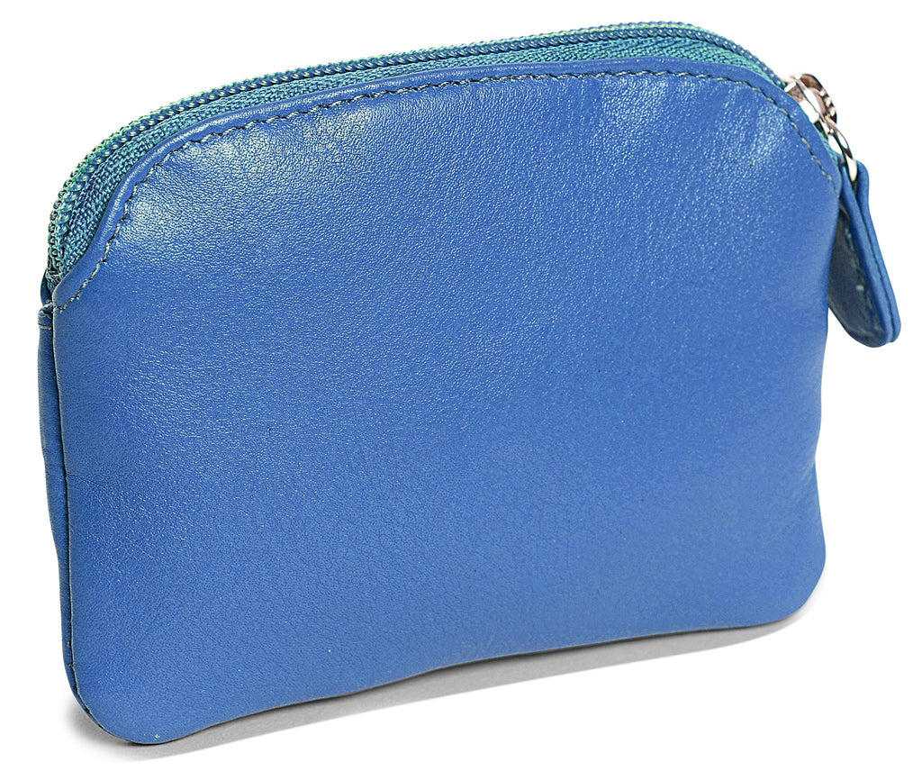 Compact Leather Zip-Top Coin Purse "Molly" – Handmade by Saddler | RFID Protected & Gift Boxed | With Front Pocket & Interior Key Ring