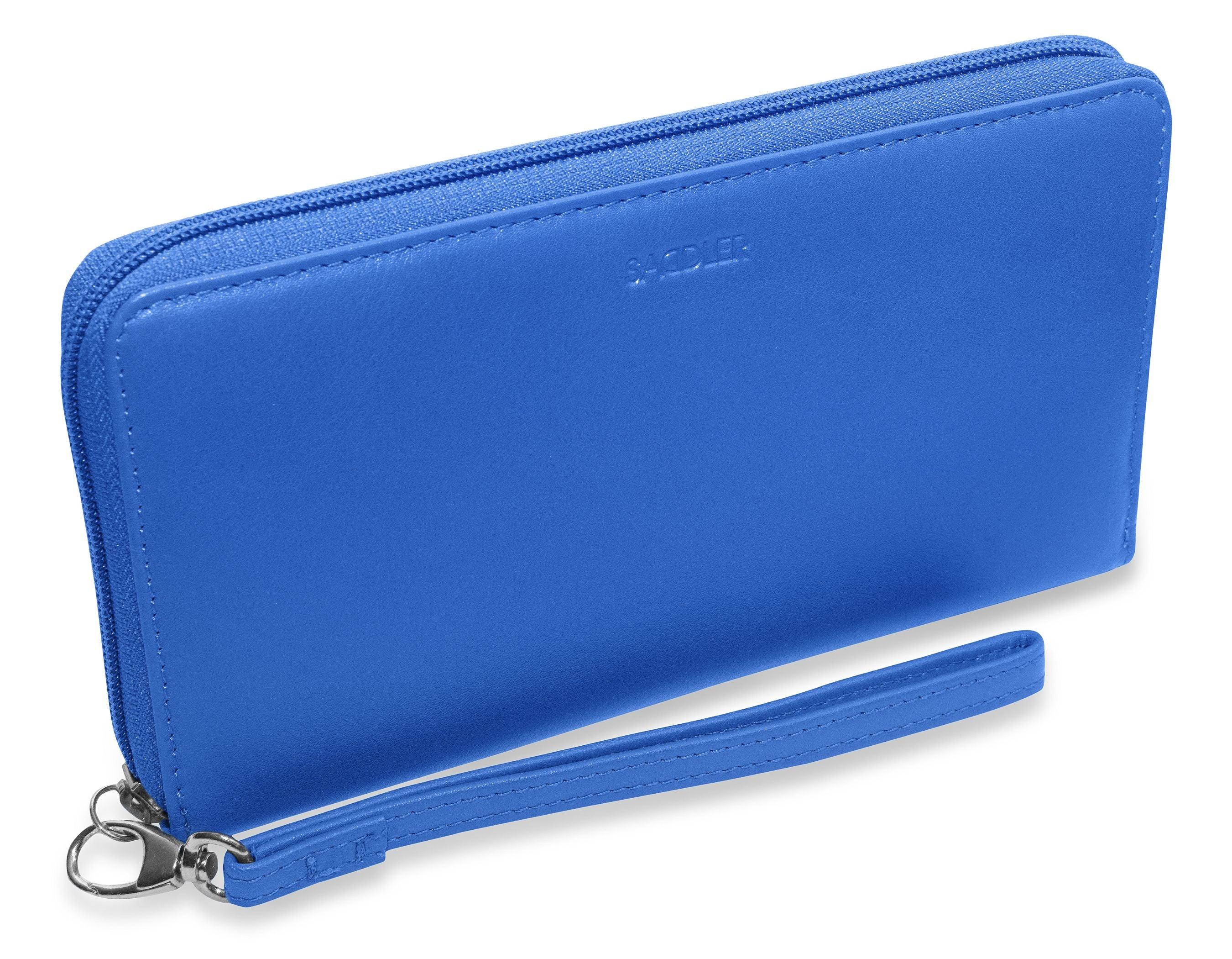 SADDLER SOPHIA Leather Zip Around Purse  - 15 Card slots, Mobile Phone Pocket,  Detachable Wrist Strap- RFID Protected