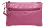 SADDLER SCARLETT Leather Zip Top Mini Clutch - Phone Holder with Detachable Wrist Strap - RFID Protected