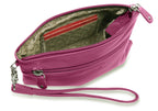 SADDLER SCARLETT Leather Zip Top Mini Clutch - Phone Holder with Detachable Wrist Strap - RFID Protected