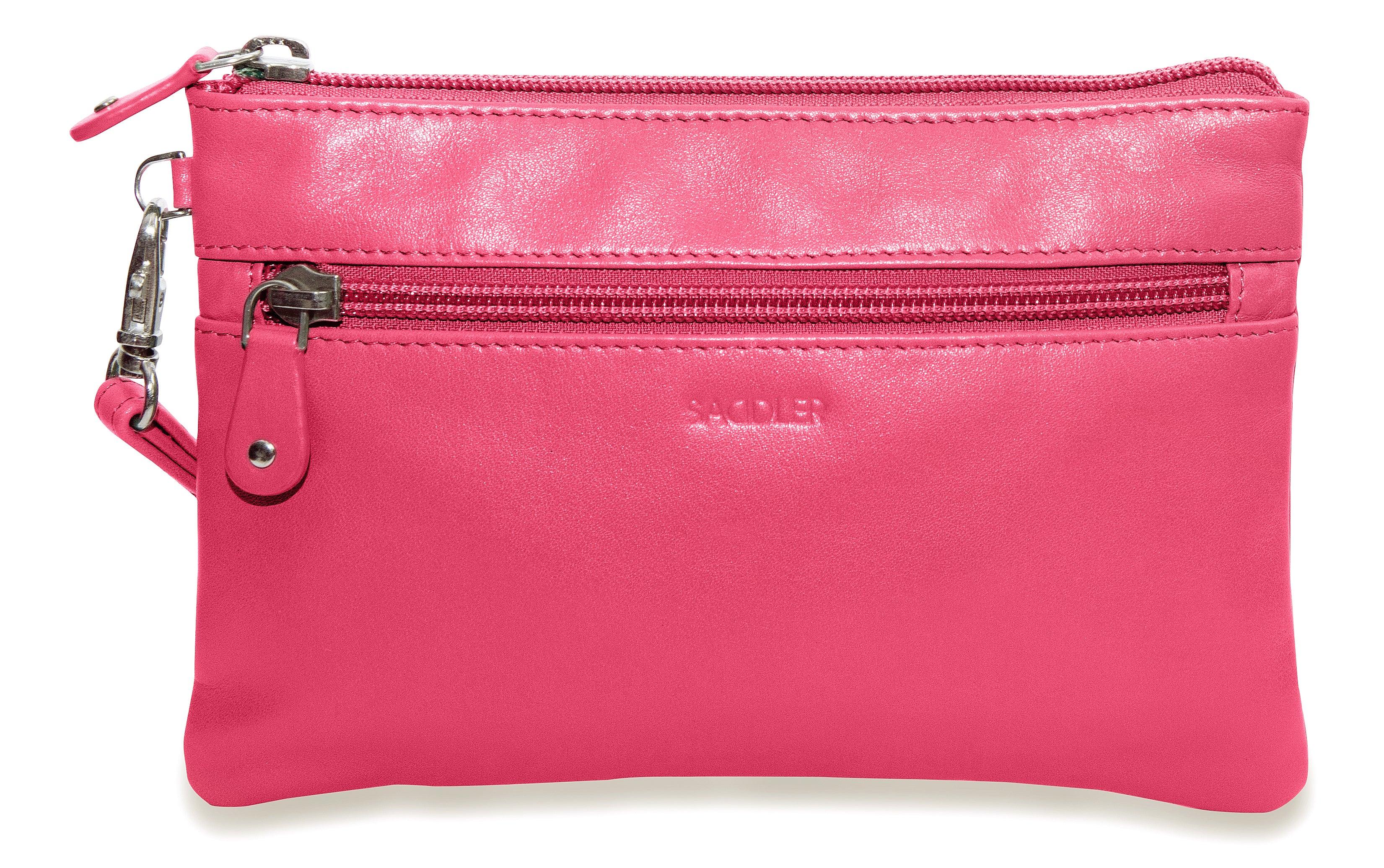 SADDLER SCARLETT Leather Zip Top Mini Clutch - Phone Holder with Detachable Wrist Strap - RFID Protected