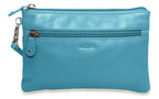 SADDLER SCARLETT Leather Zip Top Mini Clutch - Phone Holder with Detachable Wrist Strap - RFID Protected