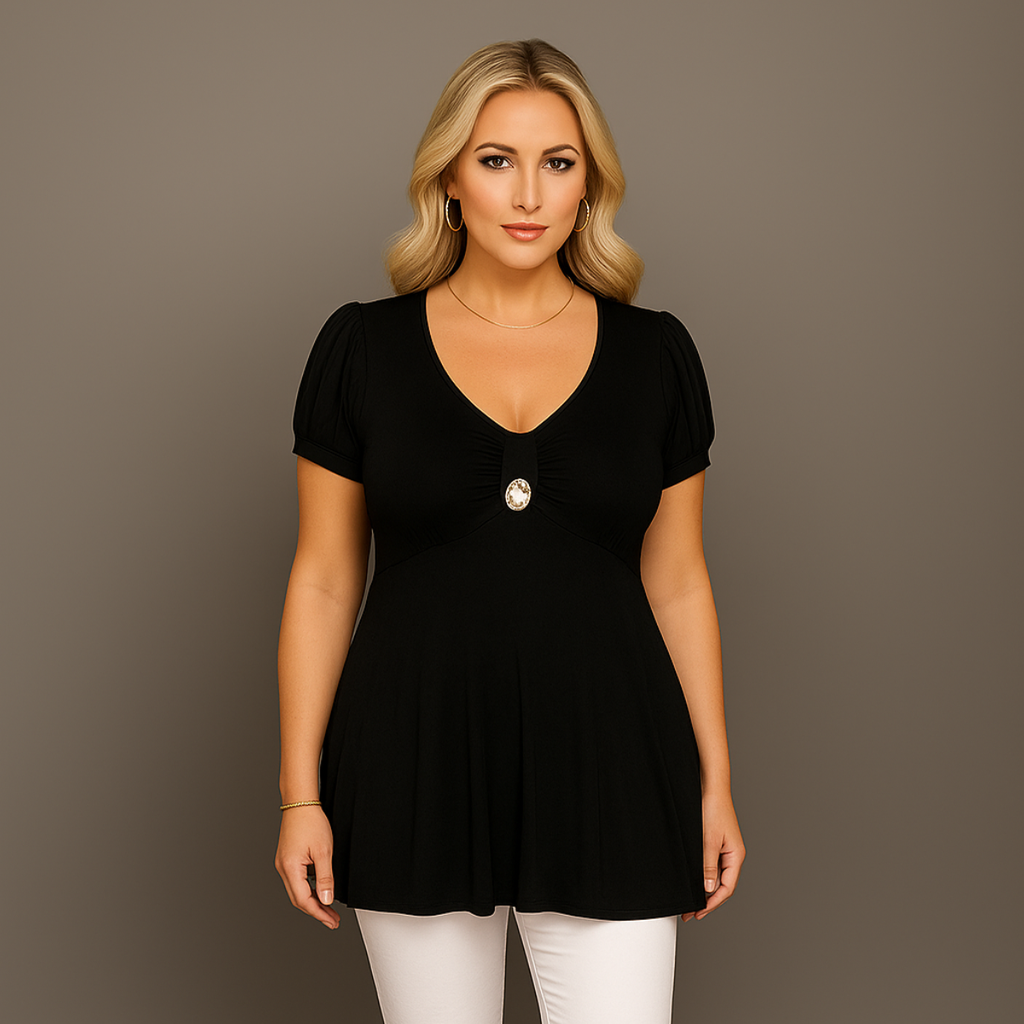 Puff Sleeve Button Front Tunic Top