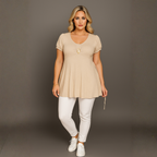 Puff Sleeve Button Front Tunic Top