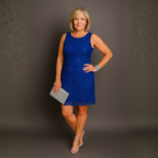 Sequin & Lace Sleeveless Shift Party / Evening Dress