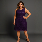 Sequin & Lace Sleeveless Shift Party / Evening Dress